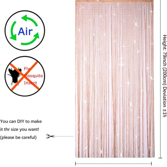 2 Pack of 39x79 Inch Beaded String Curtains - Elegant Champagne Room Dividers - Picture 3 of 7